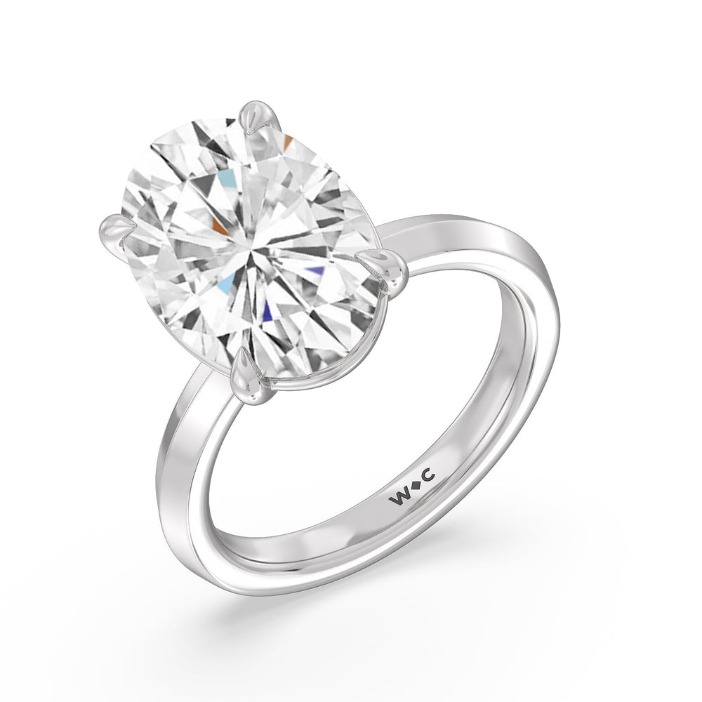 Oval Cut Lavish Classic Knife Edge Solitaire Ring with Lab Grown Diamond in 14KT Platinum view 2

