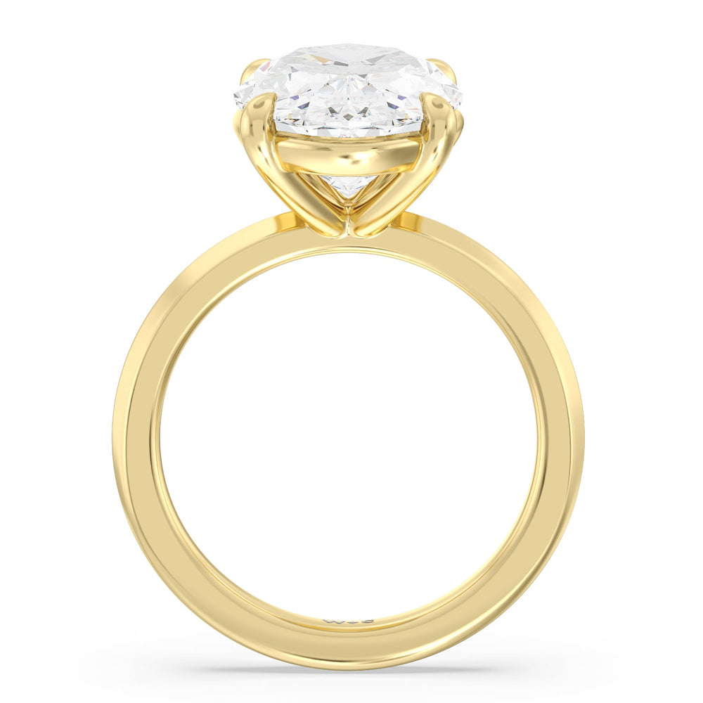 Oval Cut Lavish Classic Knife Edge Solitaire Ring with Lab Grown Diamond in 14KT Yellow Gold view 2
