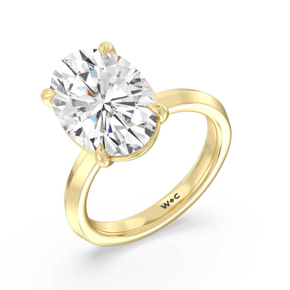 Oval Cut Lavish Classic Knife Edge Solitaire Ring with Lab Grown Diamond in 14KT Yellow Gold view 3
