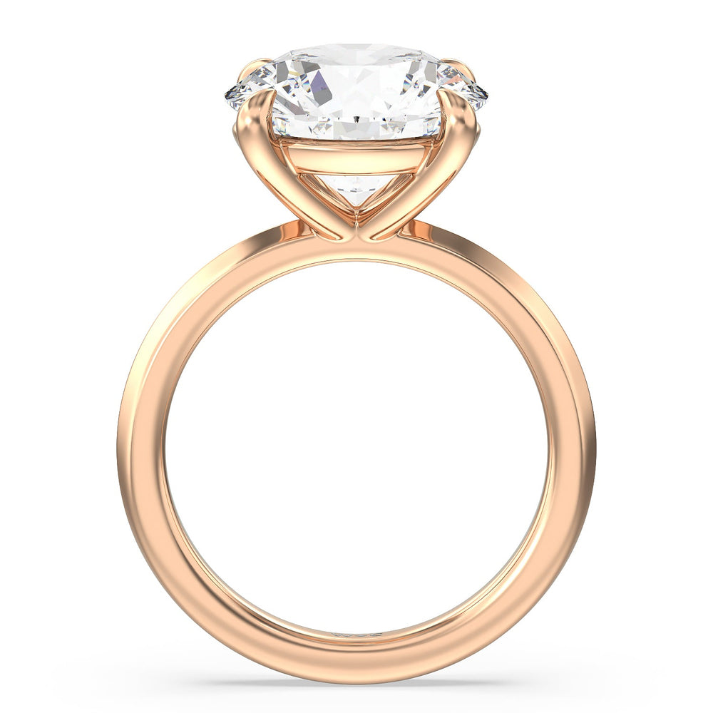Round Cut Lavish Classic Knife Edge Solitaire Ring with Lab Grown Diamond in 14KT Rose Gold view 2
