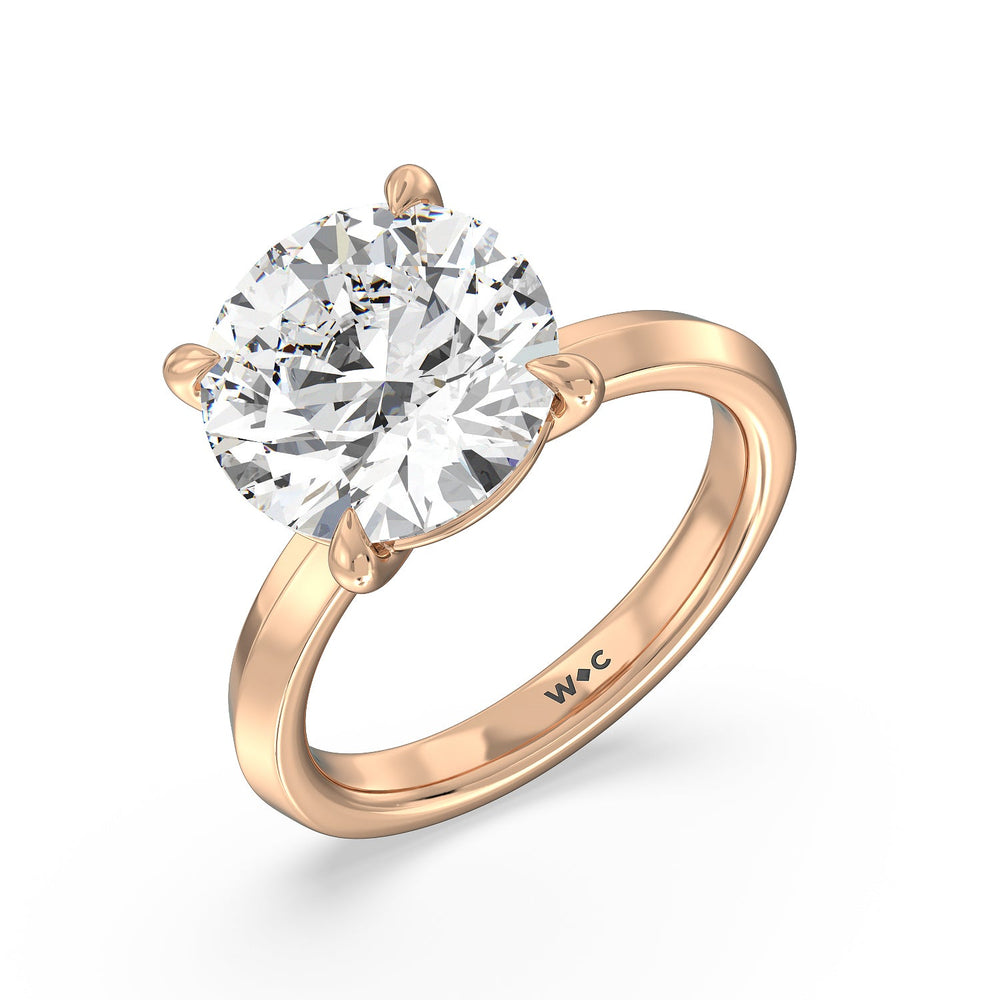 Round Cut Lavish Classic Knife Edge Solitaire Ring with Lab Grown Diamond in 14KT Rose Gold view 3
