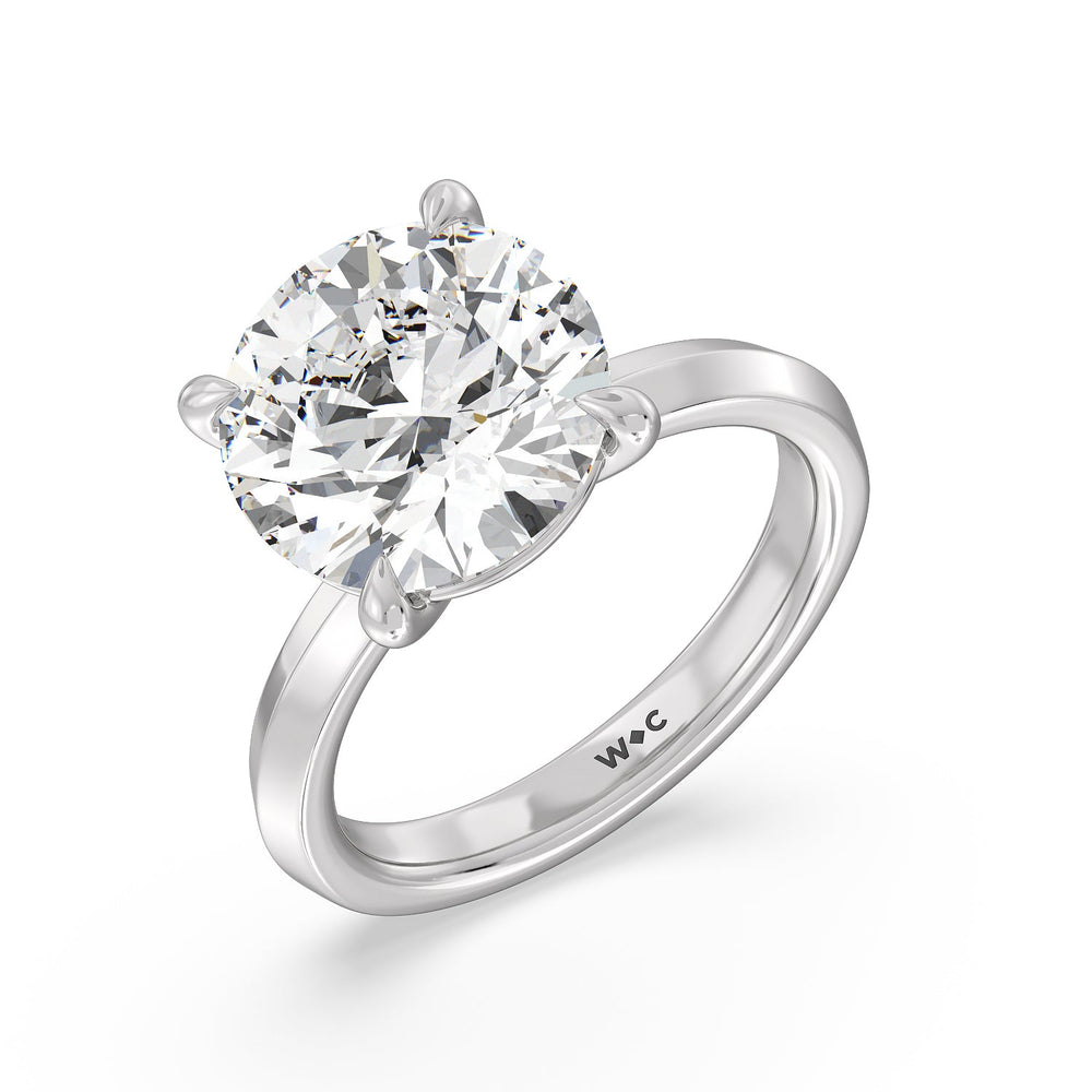 Round Cut Lavish Classic Knife Edge Solitaire Ring with Lab Grown Diamond in 14KT Platinum view 3
