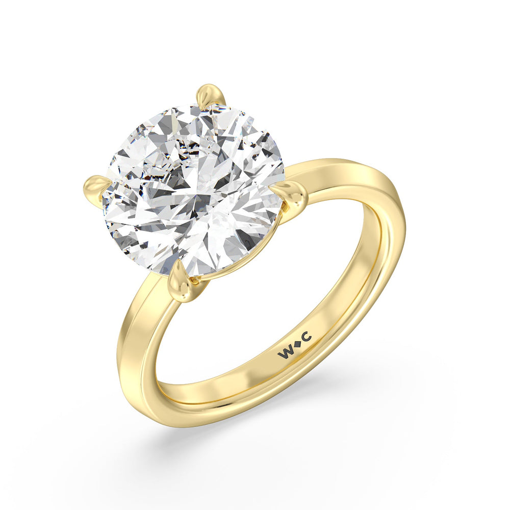 Round Cut Lavish Classic Knife Edge Solitaire Ring with Lab Grown Diamond in 14KT Yellow Gold view 3
