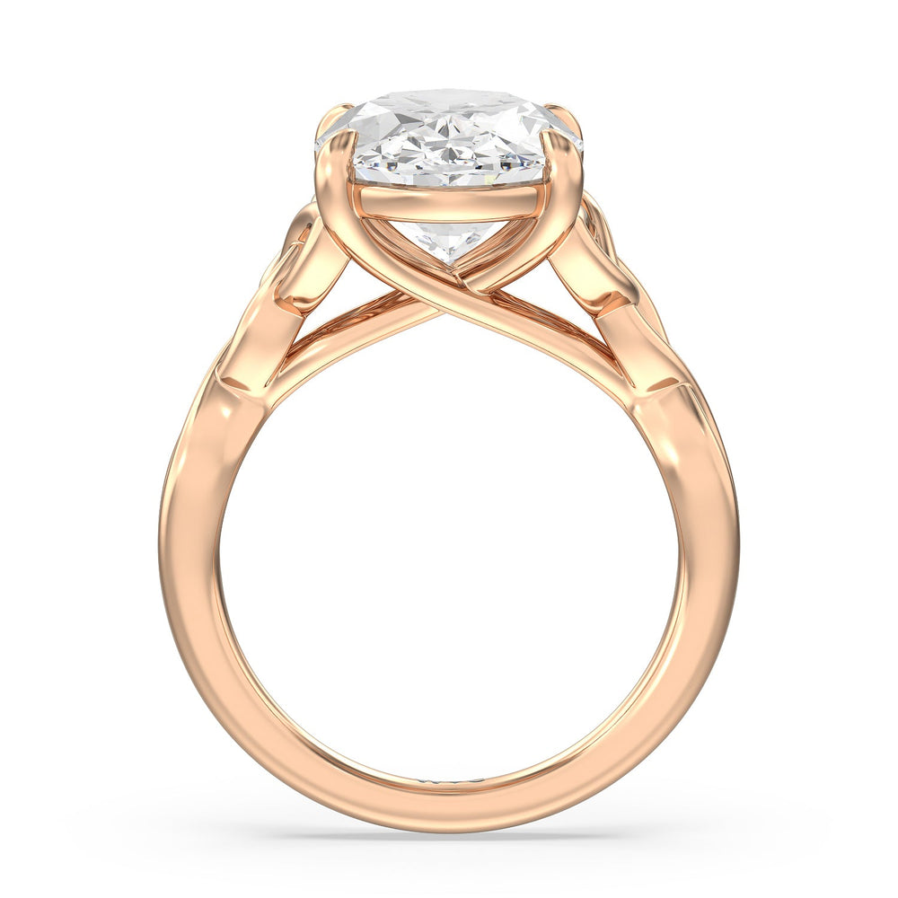 Striking Vintage Entwined Ring with Oval Cut Diamond in 14KT Rose Gold view 2
