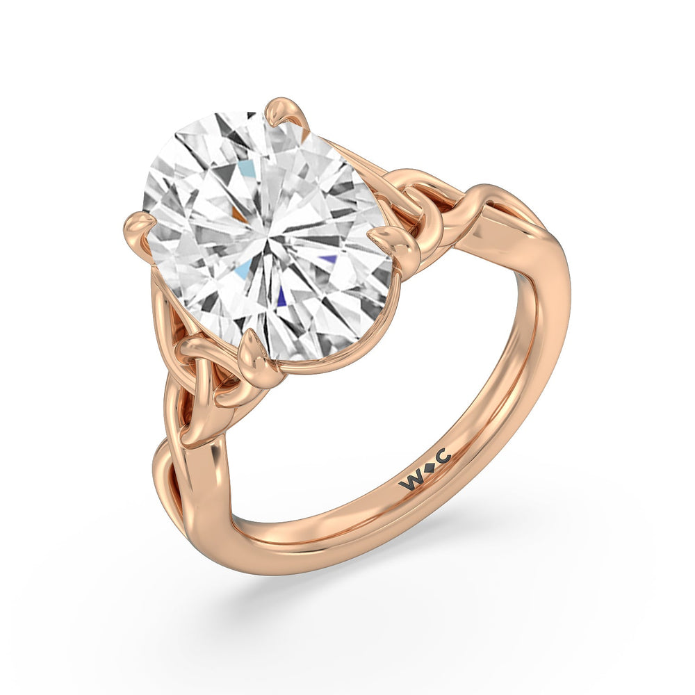 Striking Vintage Entwined Ring with Oval Cut Diamond in 14KT Rose Gold view 3

