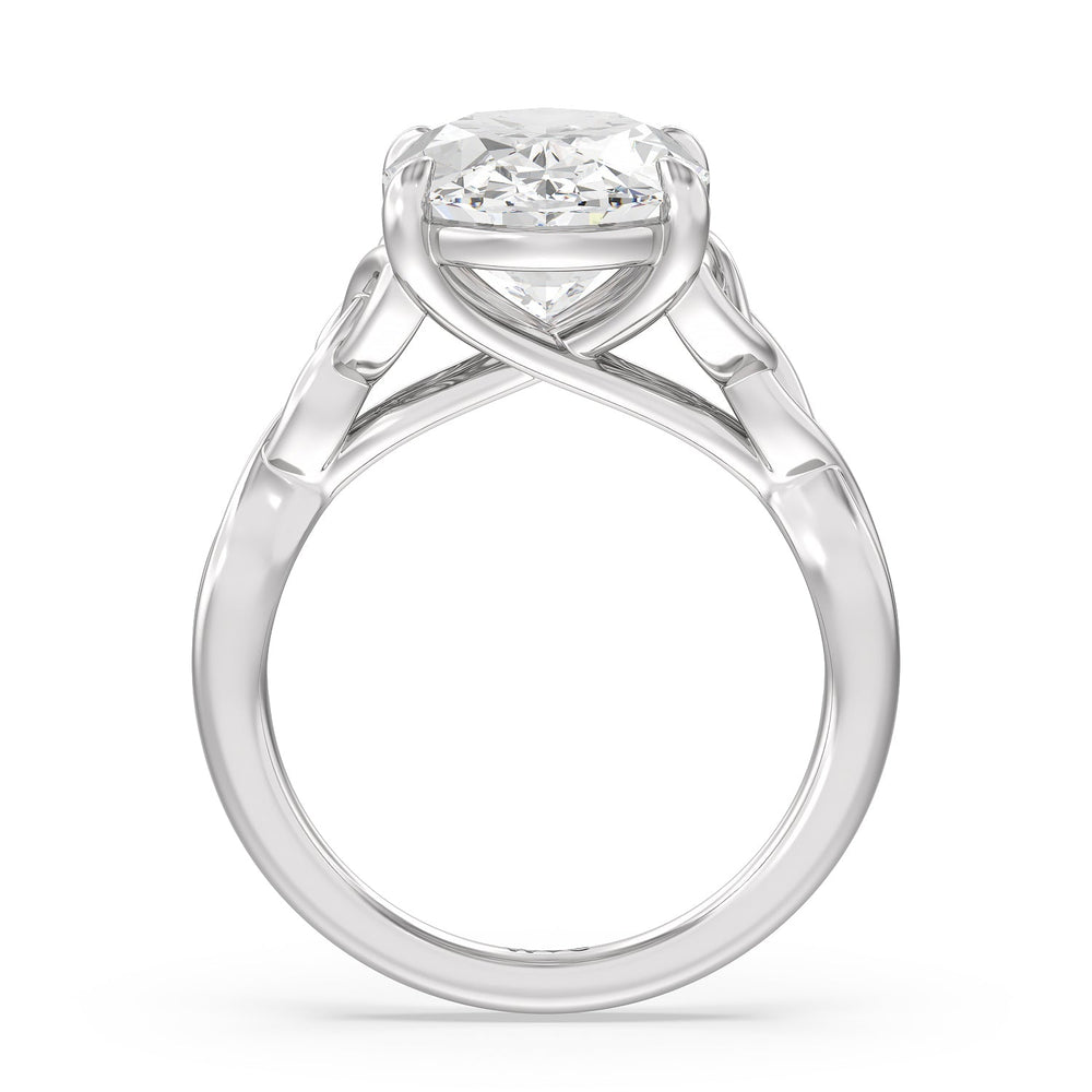 Striking Vintage Entwined Ring with Oval Cut Diamond in 14KT Platinum view 2
