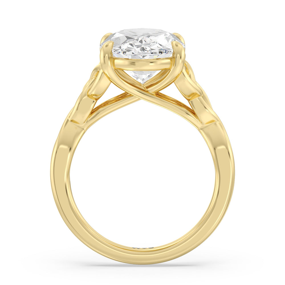 Striking Vintage Entwined Ring with Oval Cut Diamond in 14KT Yellow Gold view 2
