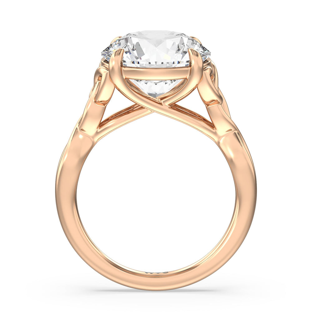 Striking Vintage Entwined Ring with Round Cut Diamond in 14KT Rose Gold view 2
