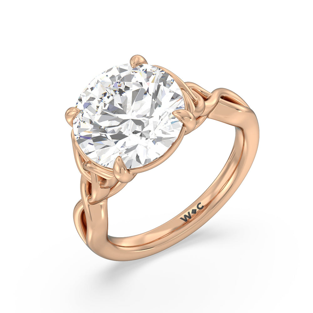 Striking Vintage Entwined Ring with Round Cut Diamond in 14KT Rose Gold view 3
