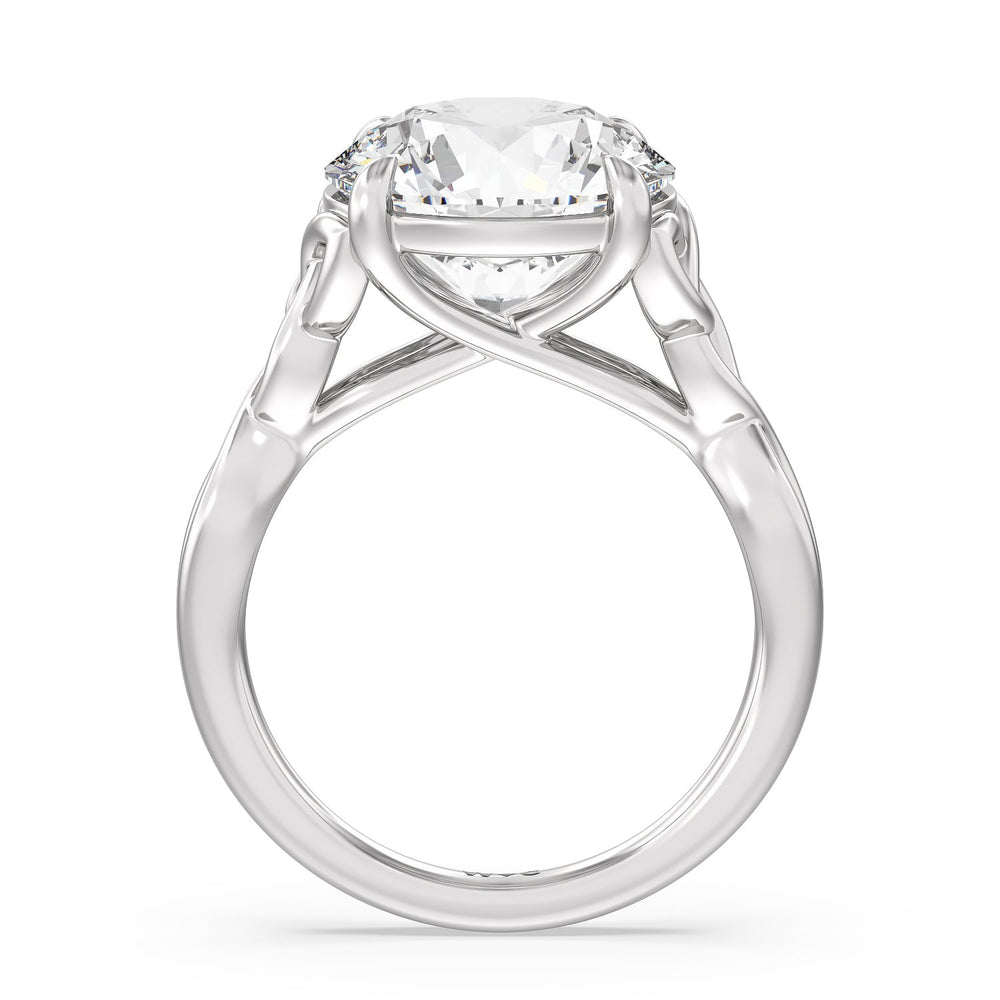 Striking Vintage Entwined Ring with Round Cut Diamond in 14KT Platinum view 2
