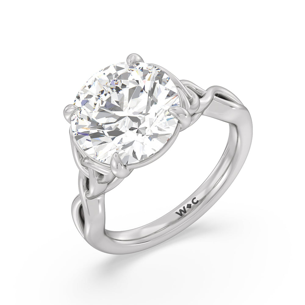 Striking Vintage Entwined Ring with Round Cut Diamond in 14KT Platinum view 3
