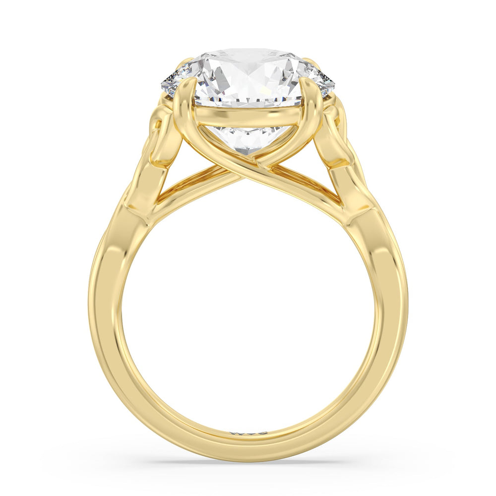 Striking Vintage Entwined Ring with Round Cut Diamond in 14KT Yellow Gold view 2

