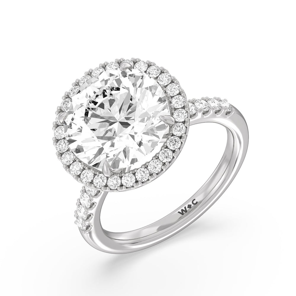 Grand Pave Halo Ring with Round Cut Diamond in 14KT Platinum view 3
