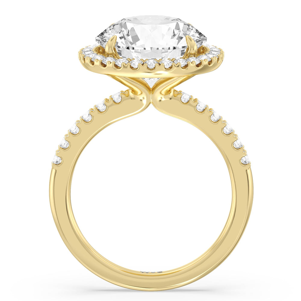 Grand Pave Halo Ring with Round Cut Diamond in 14KT Yellow Gold view 2
