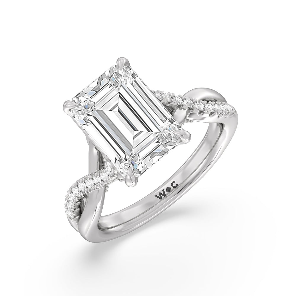 Imperial Vintage Twist Ring with Emerald Cut Diamond in 14KT Platinum view 3

