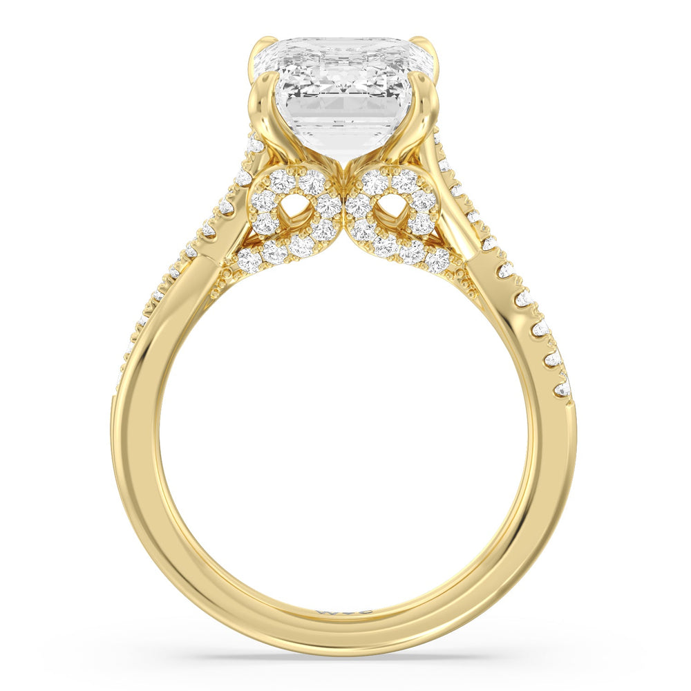 Imperial Vintage Twist Ring with Emerald Cut Diamond in 14KT Yellow Gold view 2
