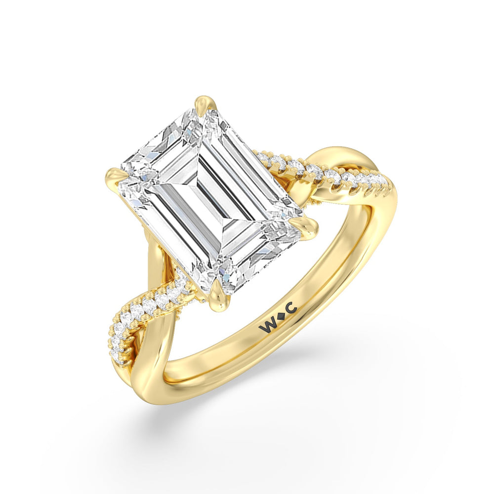 Imperial Vintage Twist Ring with Emerald Cut Diamond in 14KT Yellow Gold view 3
