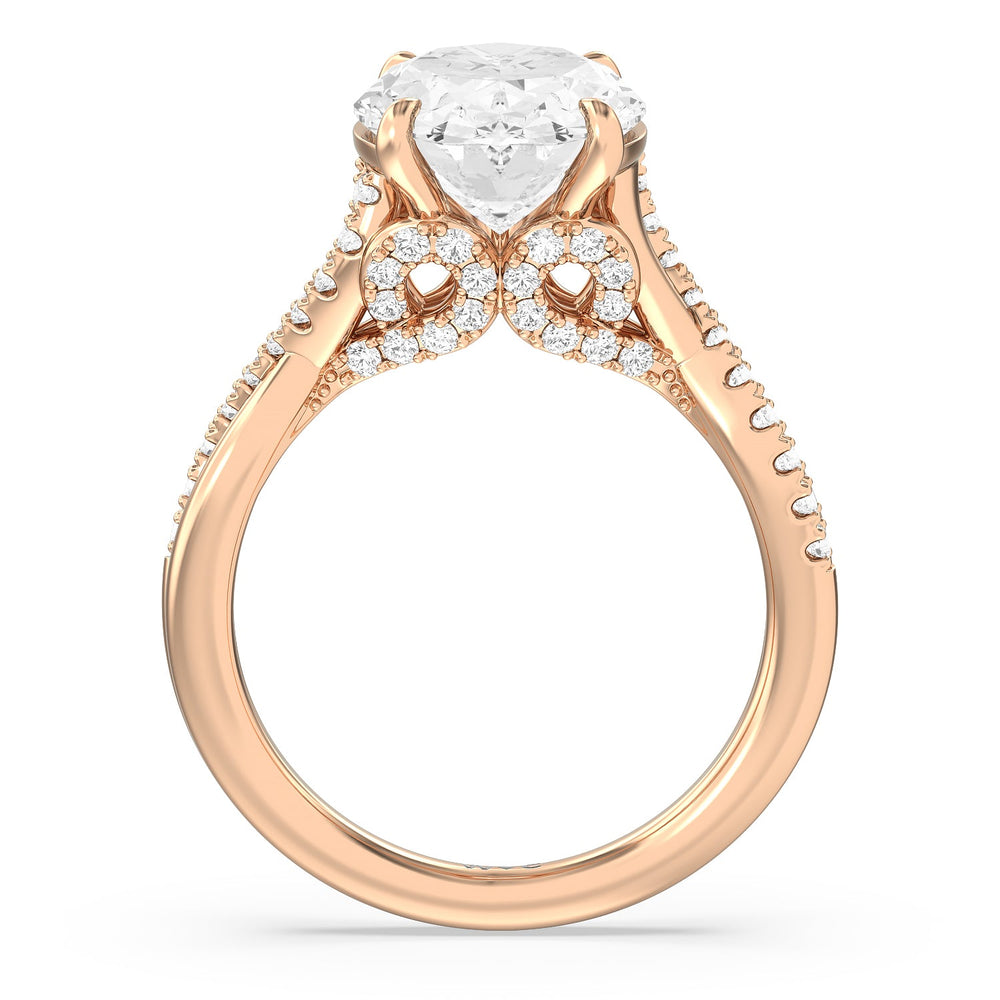 Imperial Vintage Twist Ring with Oval Cut Diamond in 14KT Rose Gold view 2
