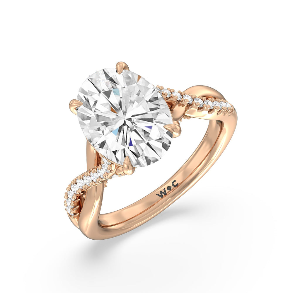 Imperial Vintage Twist Ring with Oval Cut Diamond in 14KT Rose Gold view 3
