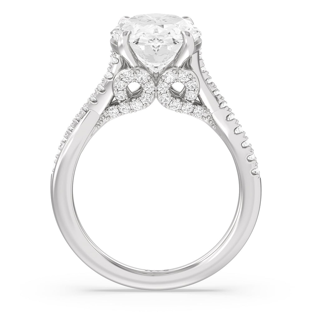 Imperial Vintage Twist Ring with Oval Cut Diamond in 14KT Platinum view 2
