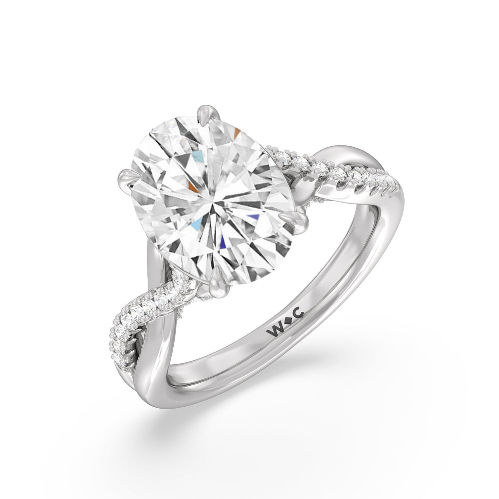 Imperial Vintage Twist Ring with Oval Cut Diamond in 14KT Platinum view 3
