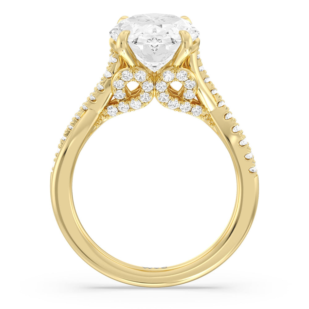 Imperial Vintage Twist Ring with Oval Cut Diamond in 14KT Yellow Gold view 2
