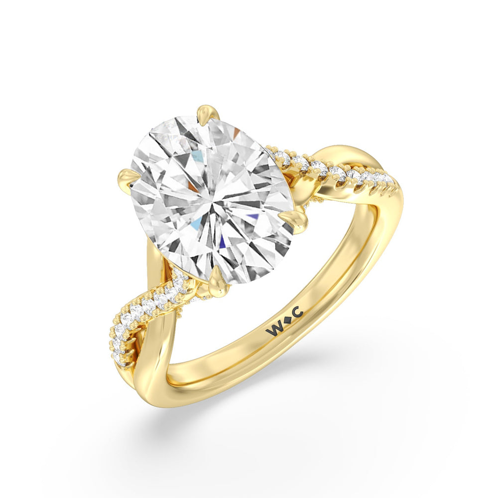 Imperial Vintage Twist Ring with Oval Cut Diamond in 14KT Yellow Gold view 3
