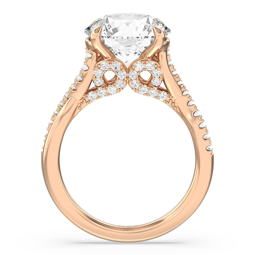 Imperial Vintage Twist Ring with Round Cut Diamond in 14KT Rose Gold view 2
