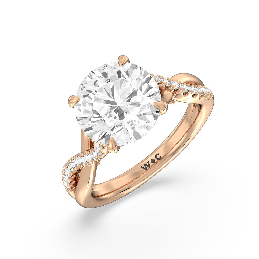 Imperial Vintage Twist Ring with Round Cut Diamond in 14KT Rose Gold view 3

