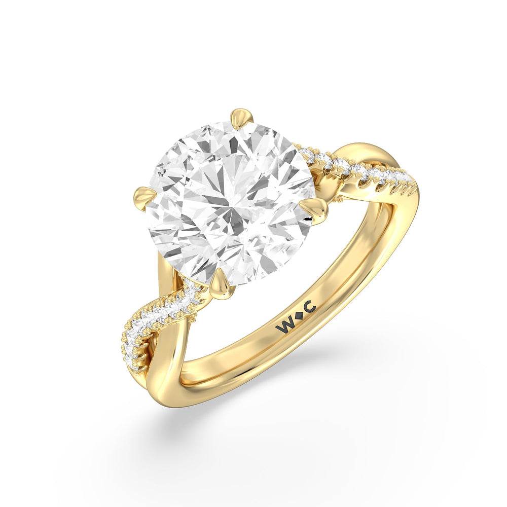 Imperial Vintage Twist Ring with Round Cut Diamond in 14KT Yellow Gold view 3
