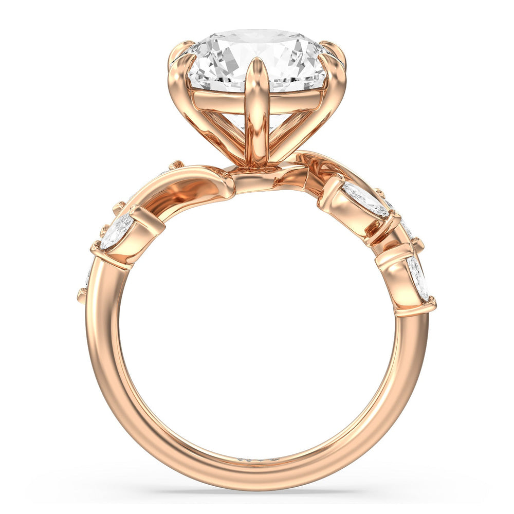Noble Romantic Vine Ring with Round Cut Diamond in 14KT Rose Gold view 2
