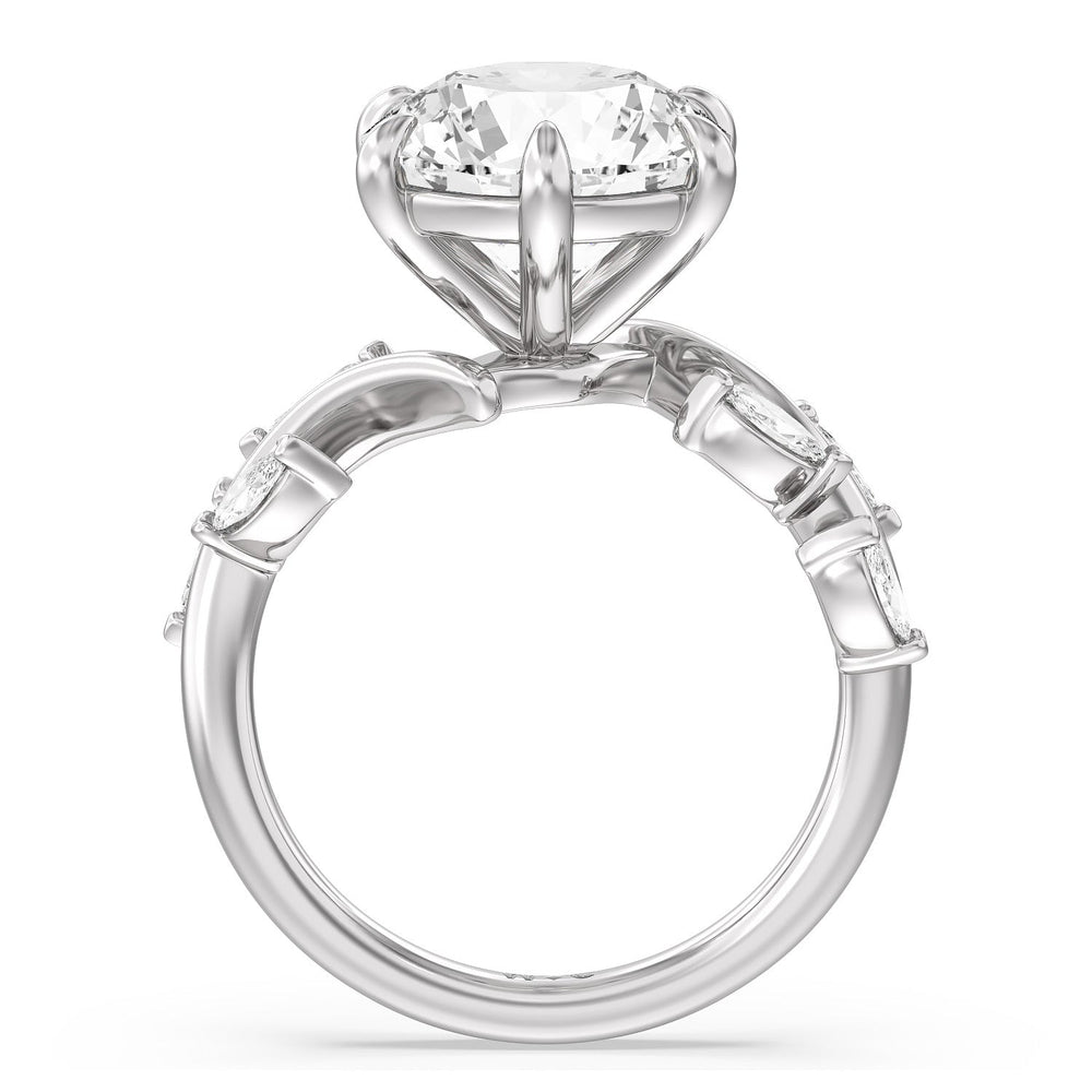 Noble Romantic Vine Ring with Round Cut Diamond in 14KT Platinum view 2
