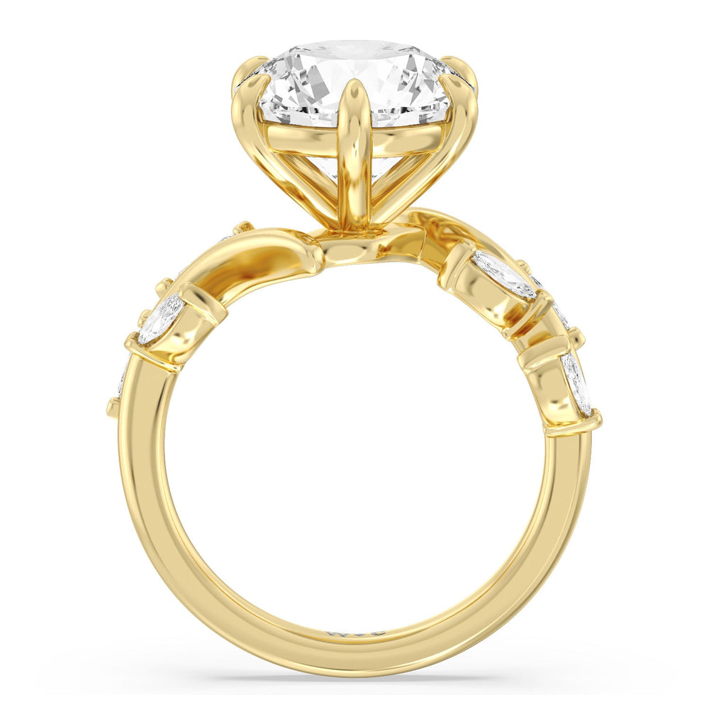 Noble Romantic Vine Ring with Round Cut Diamond in 14KT Yellow Gold view 2
