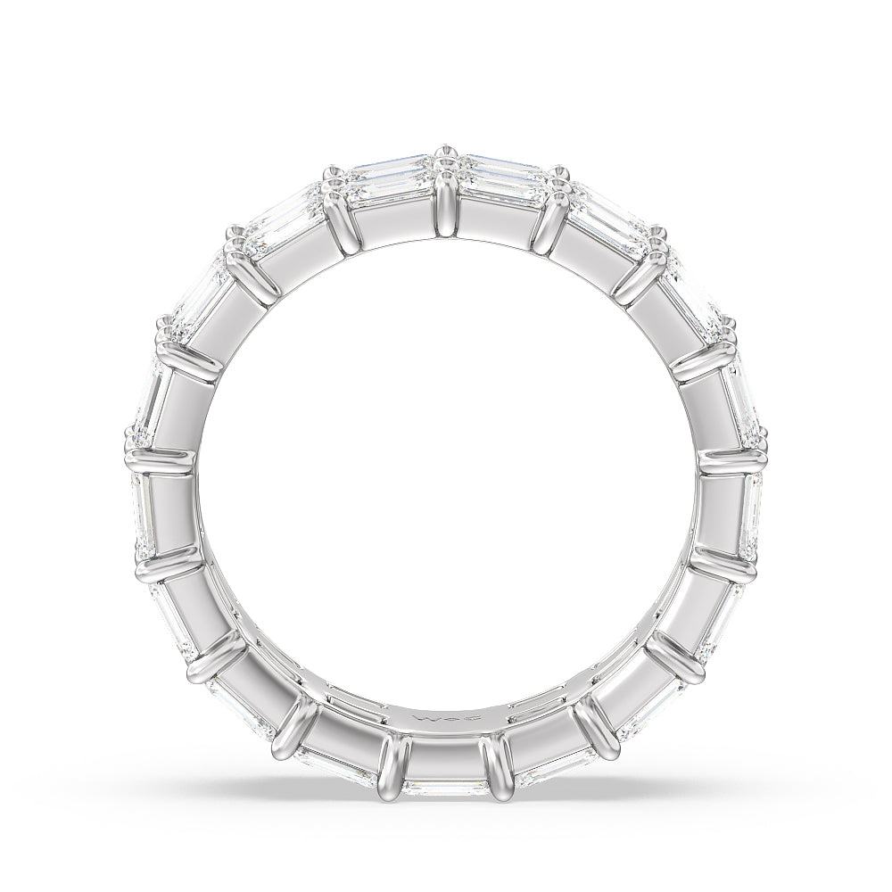 Two Row East West Emerald  Eternity Ring with Platinum / Natural / 6 3/4 Cut Diamond in 14KT Platinum / Natural / 6 3/4 view 2

