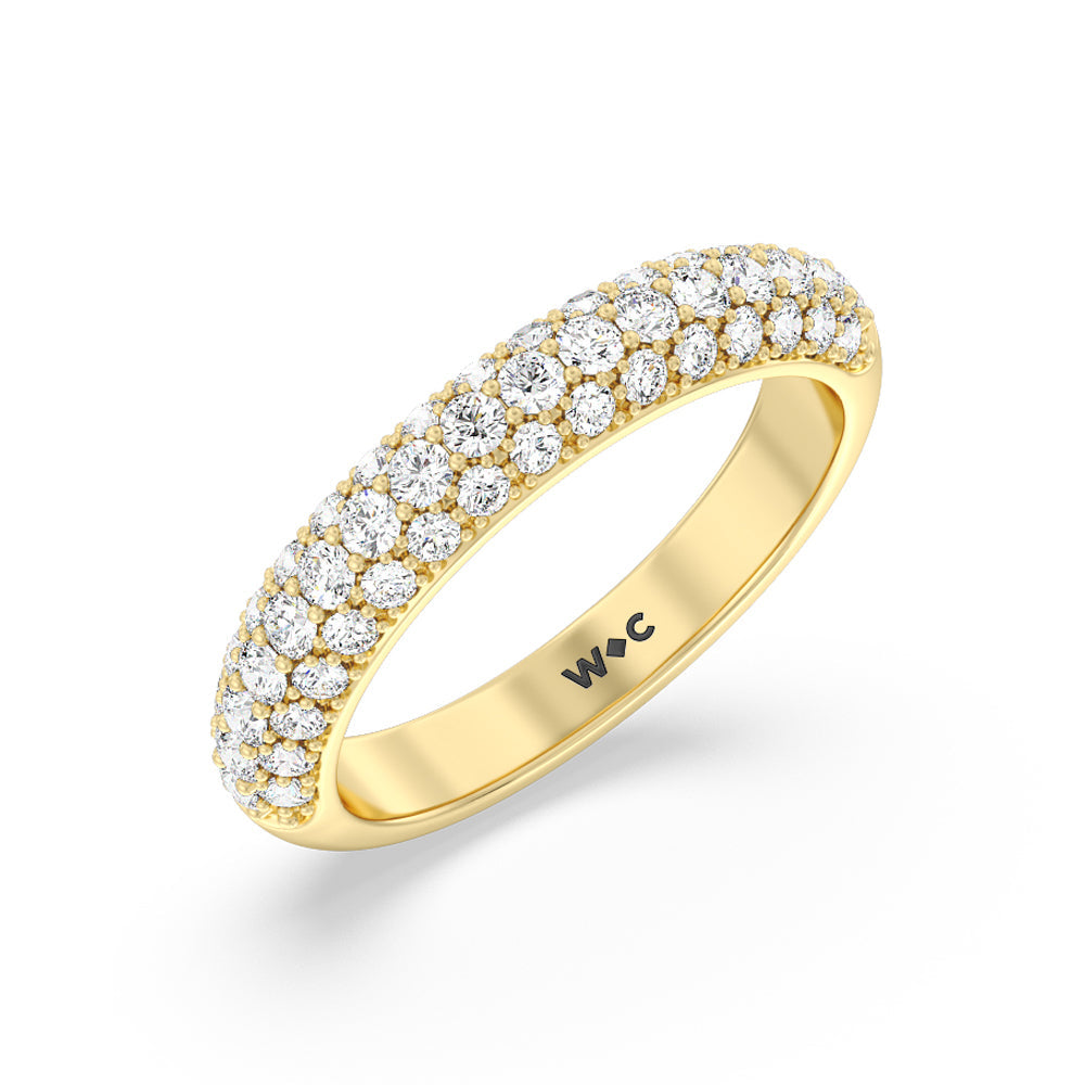 Pave Dome Anniversary Band with 18KT Yellow Gold / Natural / 7/8 Cut Diamond in 14KT Yellow Gold / Natural / 7/8 view 3
