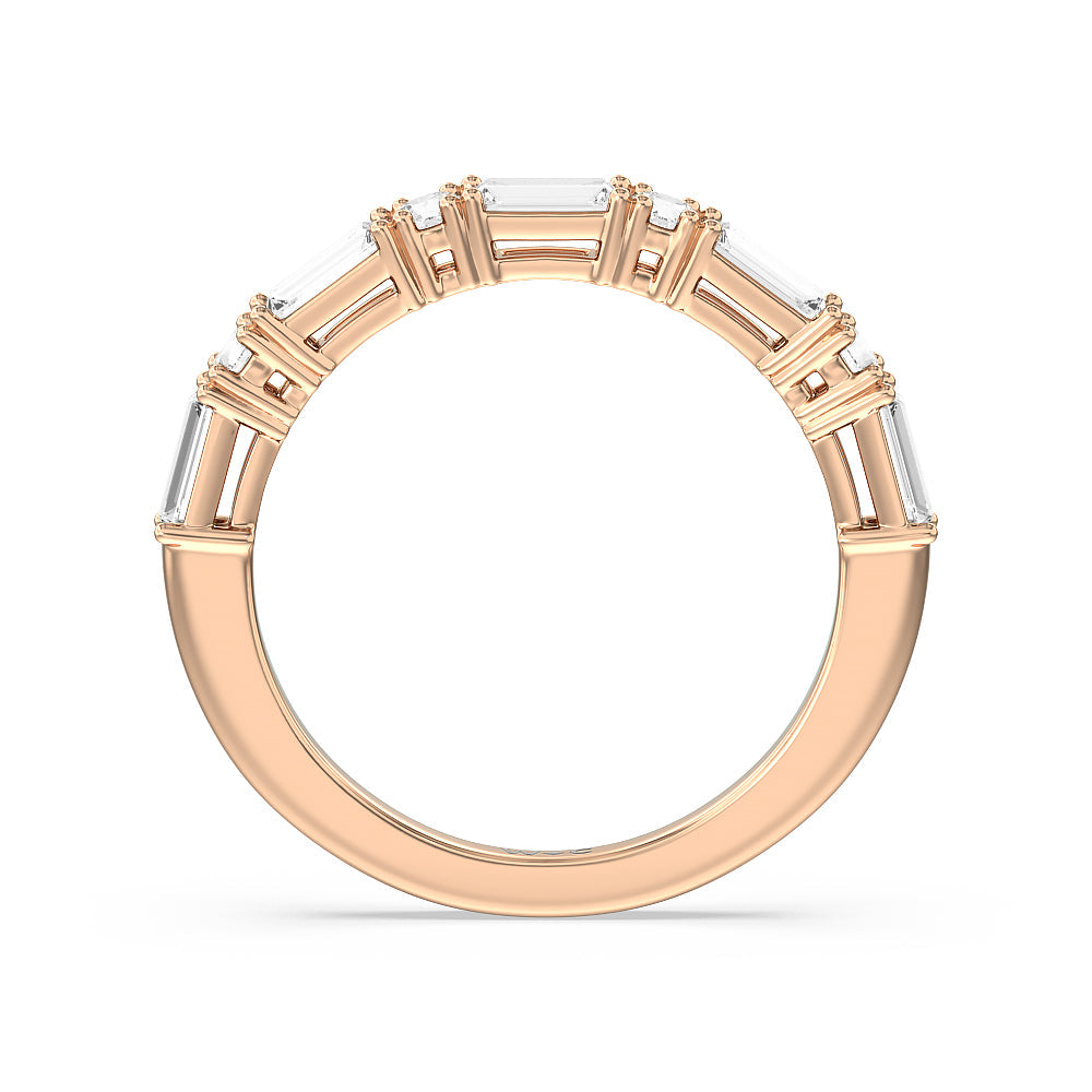 Geometric Sequence Diamond Anniversary Band with 18KT Rose Gold / Natural / 1/2 Cut Diamond in 14KT Rose Gold / Natural / 1/2 view 2
