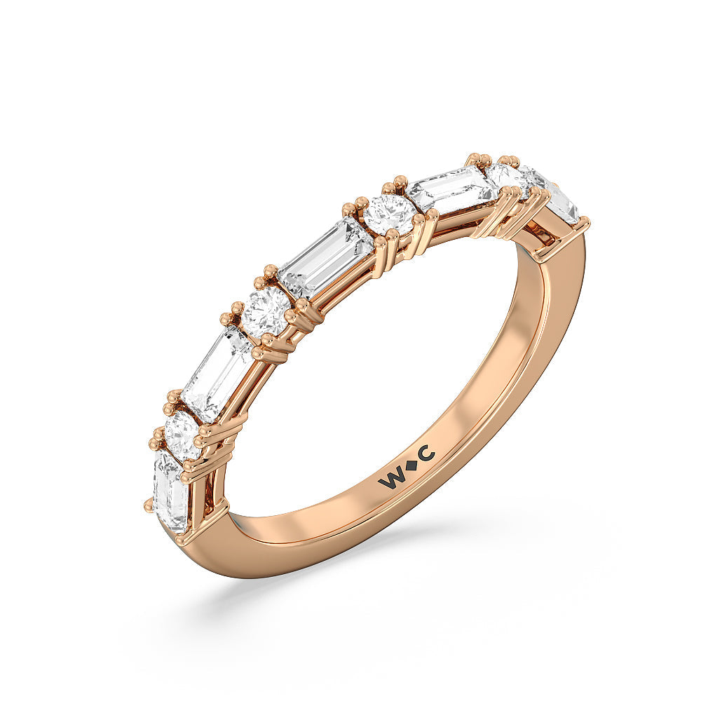 Geometric Sequence Diamond Anniversary Band with 18KT Rose Gold / Natural / 1/2 Cut Diamond in 14KT Rose Gold / Natural / 1/2 view 3
