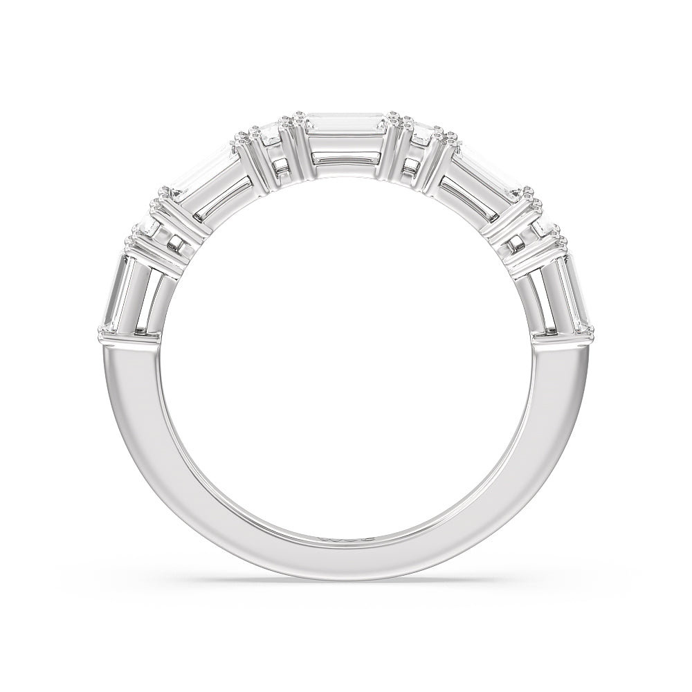 Geometric Sequence Diamond Anniversary Band with Platinum / Natural / 1/2 Cut Diamond in 14KT Platinum / Natural / 1/2 view 2
