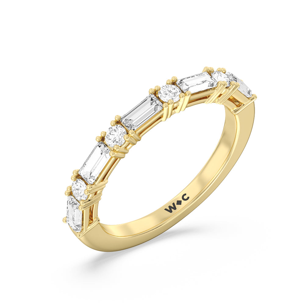 Geometric Sequence Diamond Anniversary Band Size 5.75 with 14KT Yellow Gold / Lab / 1/2 Cut Diamond in 14KT Yellow Gold / Lab / 1/2 view 3
