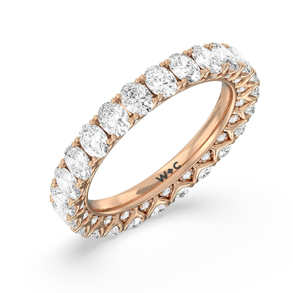 Oval Split Prong Studded Eternity Ring with 18KT Rose Gold / Natural / 3 1/8 Cut Diamond in 14KT Rose Gold / Natural / 3 1/8 view 3
