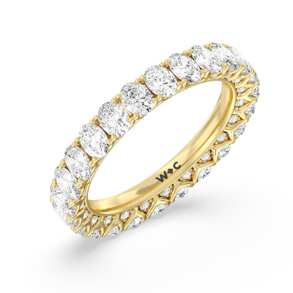 Oval Split Prong Studded Eternity Ring with 18KT Yellow Gold / Natural / 3 1/8 Cut Diamond in 14KT Yellow Gold / Natural / 3 1/8 view 3
