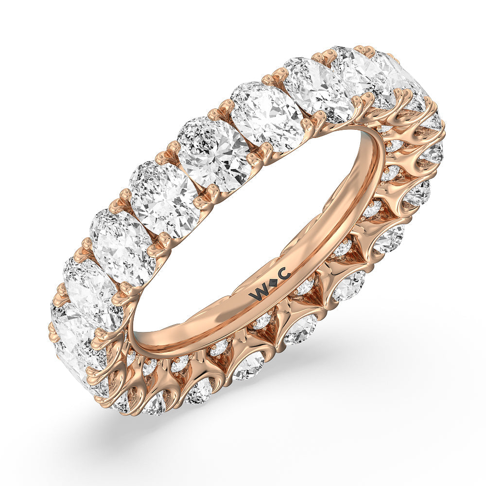 Oval Split Prong Studded Eternity Ring with 18KT Rose Gold / Natural / 6 5/8 Cut Diamond in 14KT Rose Gold / Natural / 6 5/8 view 3
