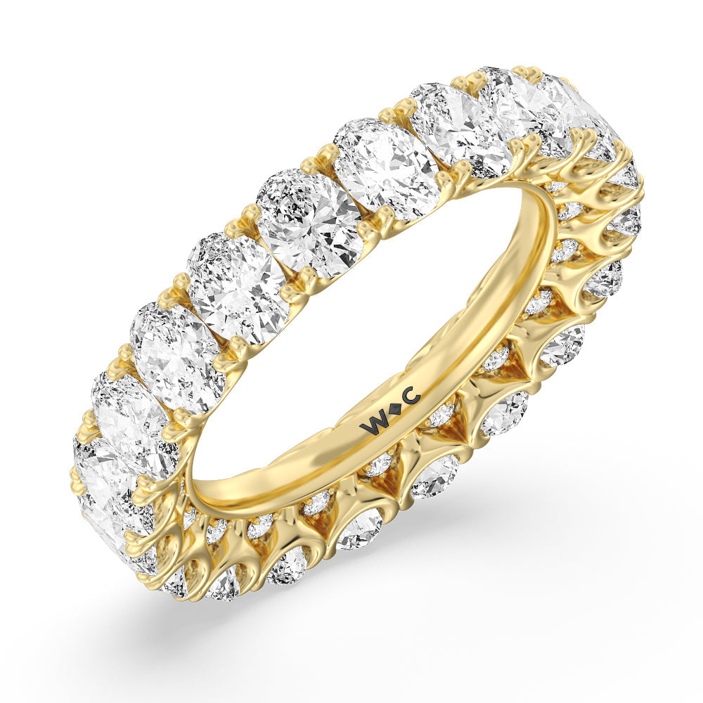 Oval Split Prong Studded Eternity Ring with 18KT Yellow Gold / Natural / 6 5/8 Cut Diamond in 14KT Yellow Gold / Natural / 6 5/8 view 3
