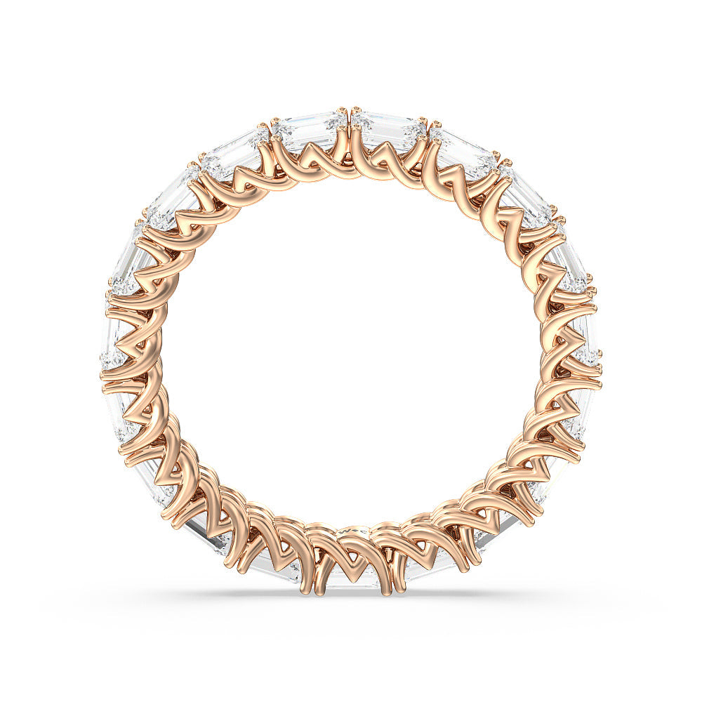 Emerald Trellis Eternity Ring with 18KT Rose Gold / Natural / 3 Cut Diamond in 14KT Rose Gold / Natural / 3 view 2
