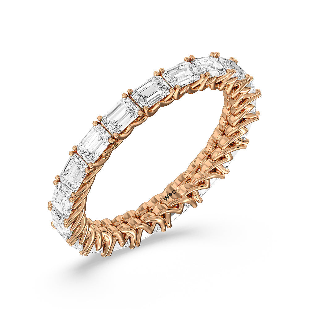 Emerald Trellis Eternity Ring with 18KT Rose Gold / Natural / 3 Cut Diamond in 14KT Rose Gold / Natural / 3 view 3
