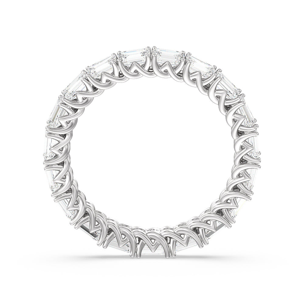 Emerald Trellis Eternity Ring with Platinum / Natural / 3 Cut Diamond in 14KT Platinum / Natural / 3 view 2
