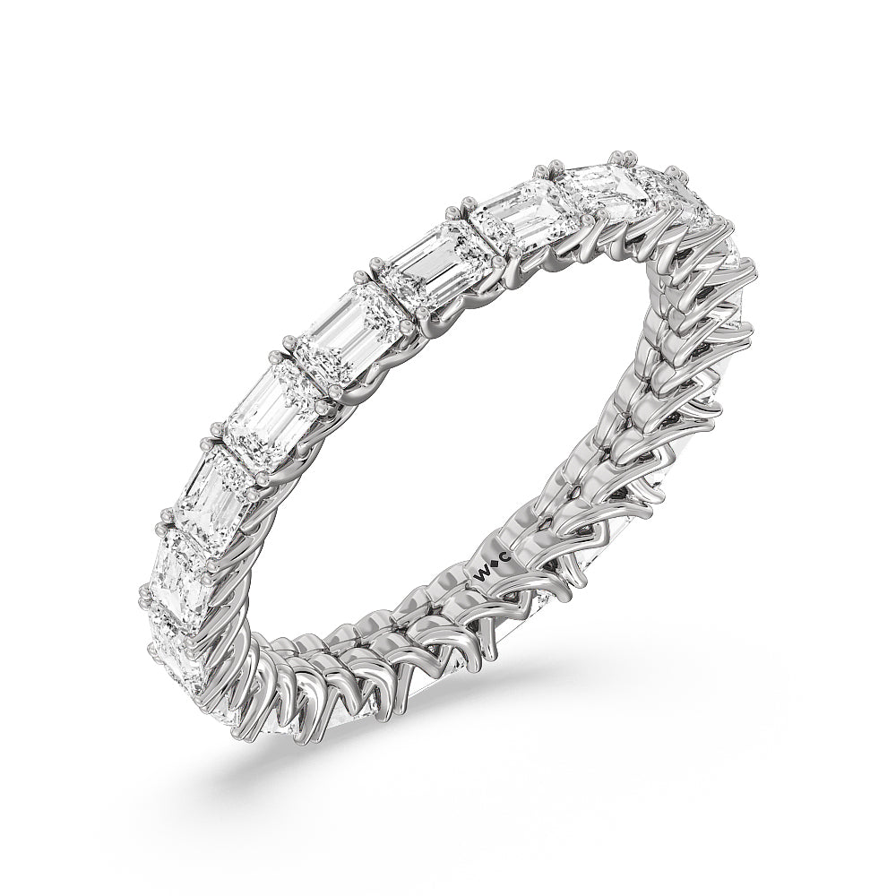 Emerald Trellis Eternity Ring with Platinum / Natural / 3 Cut Diamond in 14KT Platinum / Natural / 3 view 3
