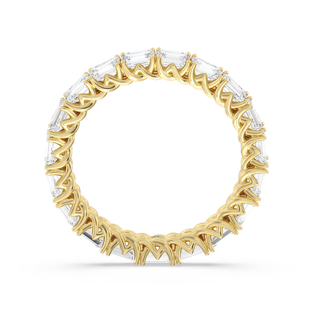 Emerald Trellis Eternity Ring with 18KT Yellow Gold / Natural / 3 Cut Diamond in 14KT Yellow Gold / Natural / 3 view 2
