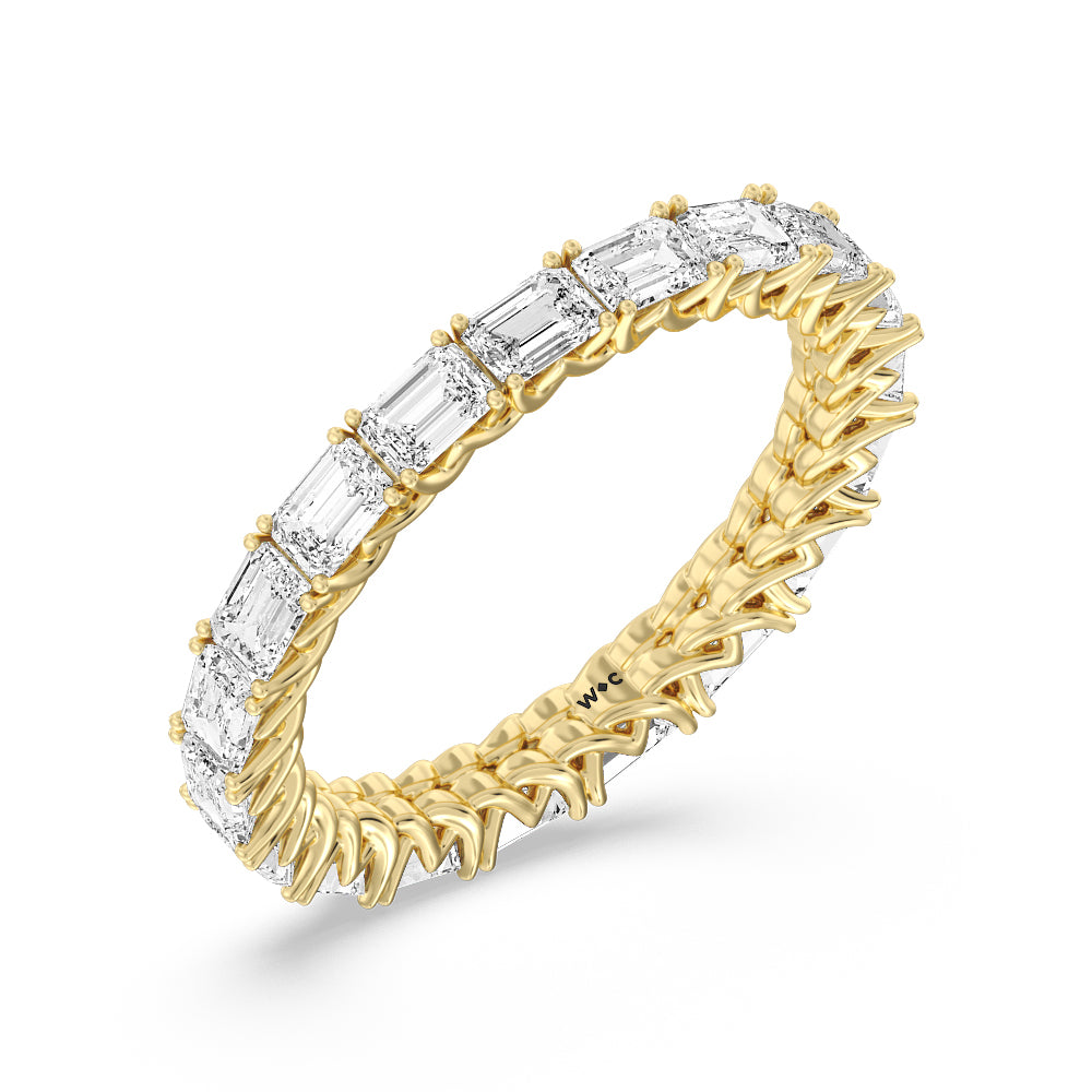 Emerald Trellis Eternity Ring with 18KT Yellow Gold / Natural / 3 Cut Diamond in 14KT Yellow Gold / Natural / 3 view 3
