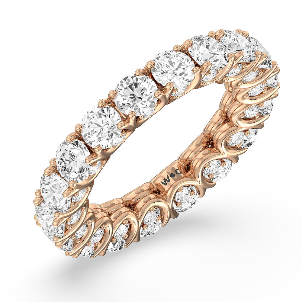 Split Prong Basket Eternity Ring with 18KT Rose Gold / Natural / 7 Cut Diamond in 14KT Rose Gold / Natural / 7 view 3
